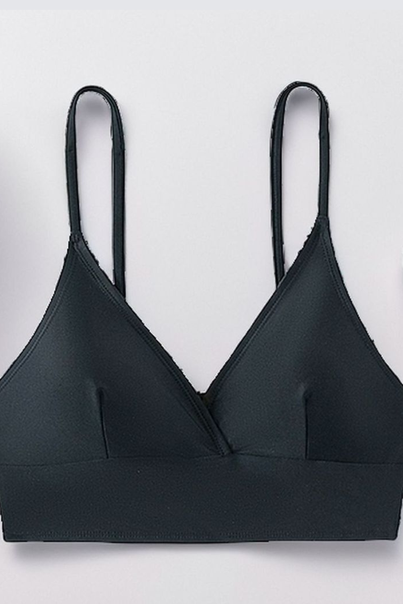 Women's V-Neck Thin Strap Crisscross Waist Solid Bikini