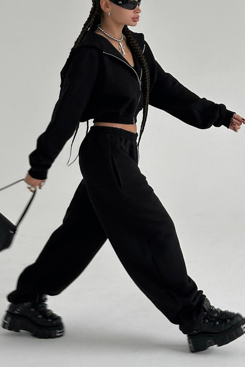 Short-sleeved hooded sweatshirt set