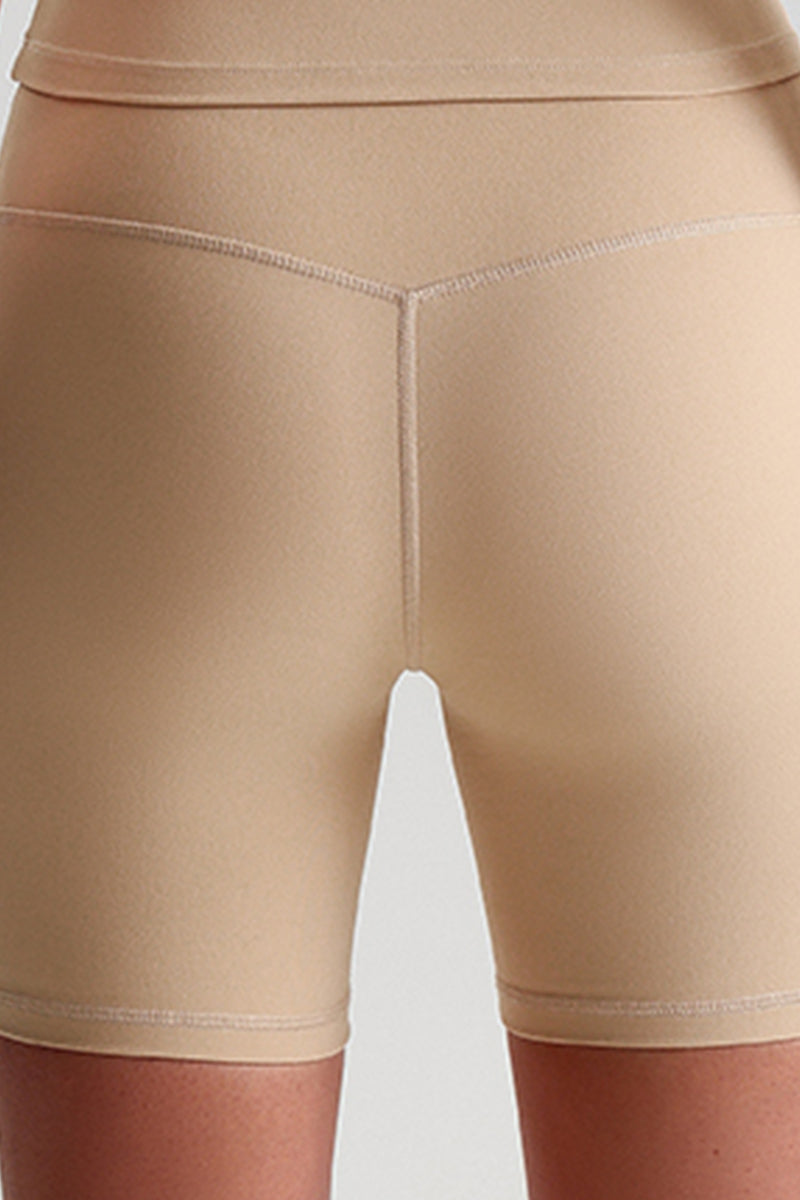 Women Solid Naked Sensation Yoga Set: High-Waisted Sculpting Shorts + Crisscross Back Support Bra