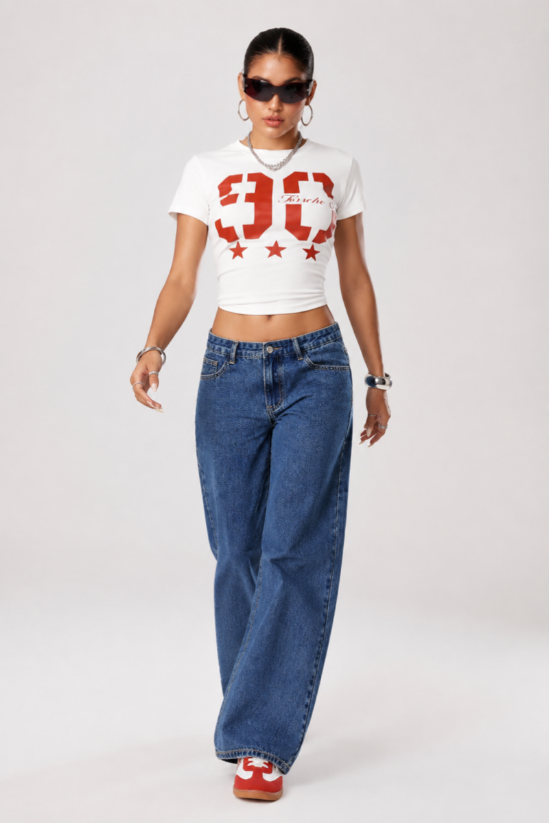 Women's Fall High-Waisted Heavyweight Loose Wide-leg Jeans