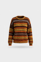 Women's Winter Retro Color Striped Long Sleeve Knit Sweater