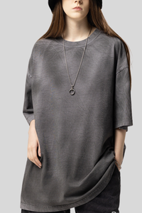 Unisex Washed Cotton Gradient Vintage Tee - Oversized Retro