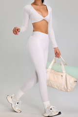 Women's Set:Twist-Front Long Sleeve T-shirt & Leggings
