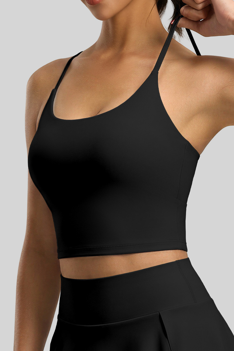 Women's Criss‑Cross Back Padded Halterneck Sports Cami Top