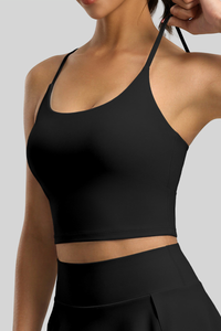 Women's Criss‑Cross Back Padded Halterneck Sports Cami Top