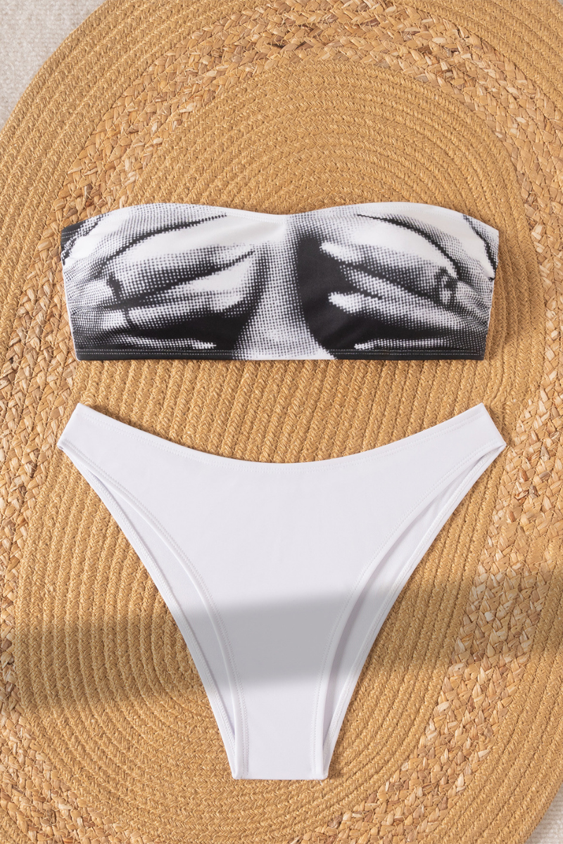 Women's Strapless  Bikini Printed Sexy Set