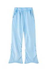 Women's Fall Washed Distressed Ruched Flare Sweatpants