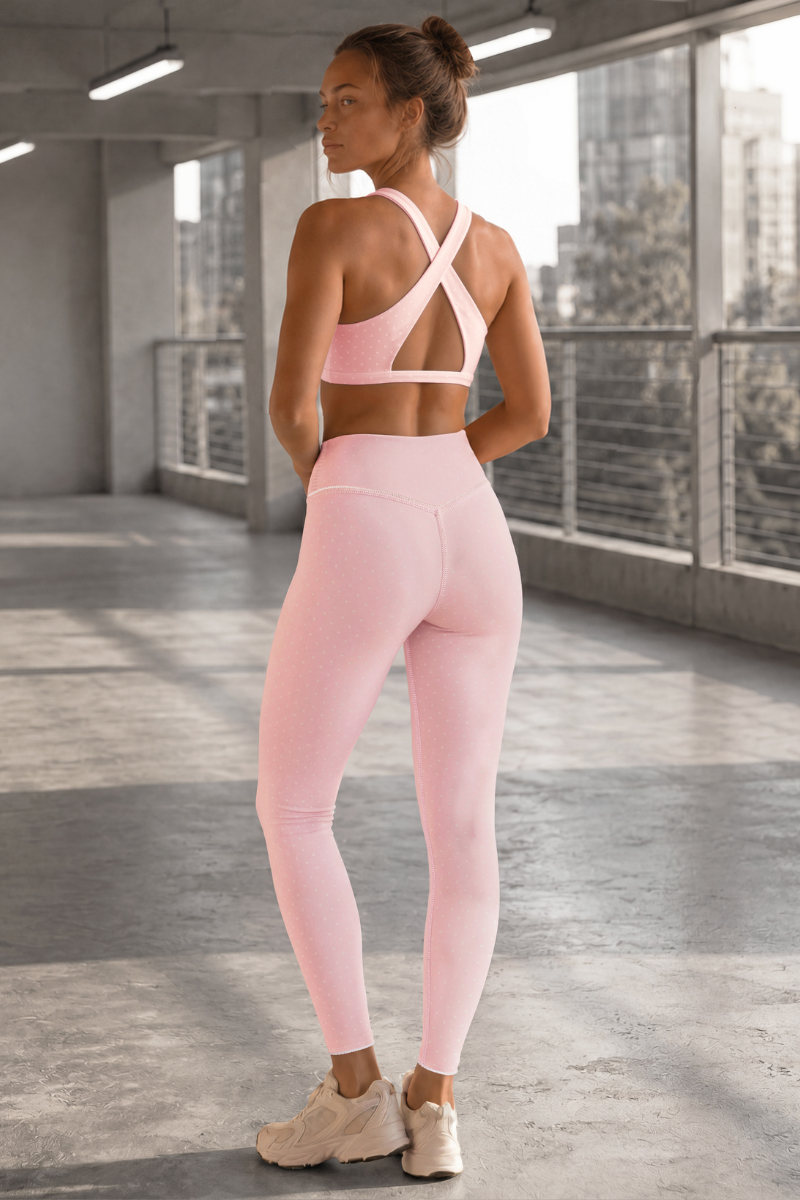Women's Polka Dot Sports Bra & V High Waist Yoga Legging Set