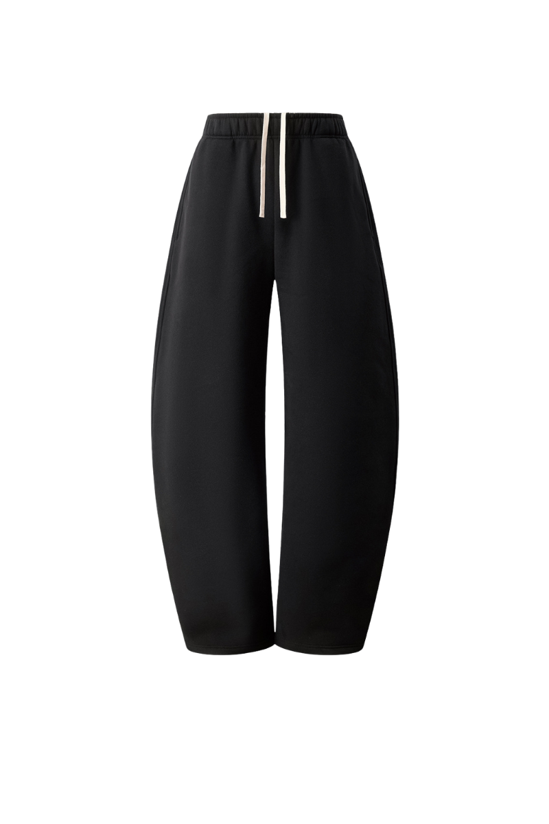 Unisex Fall Streetwear Curved Wide-Leg Fleece Sweatpants