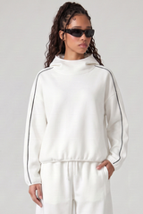 Women's Fall Relaxed Contrast Color Stripe High Neck Hoodie