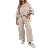 Women's Fall Set:Leopard Print Pullover And Wide Leg Pants