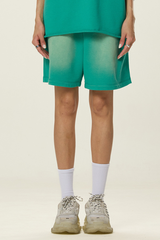 Unisex Washed Gradient Shorts - Side Pocket Straight Drawstring