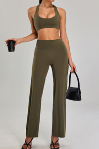Women's Two-Piece Set:U-Neck Bra And Flare Pants