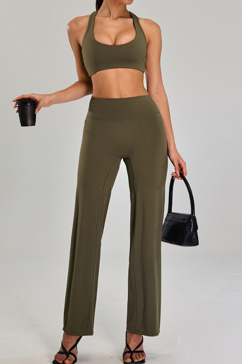 Women's Two-Piece Set:U-Neck Bra And Flare Pants