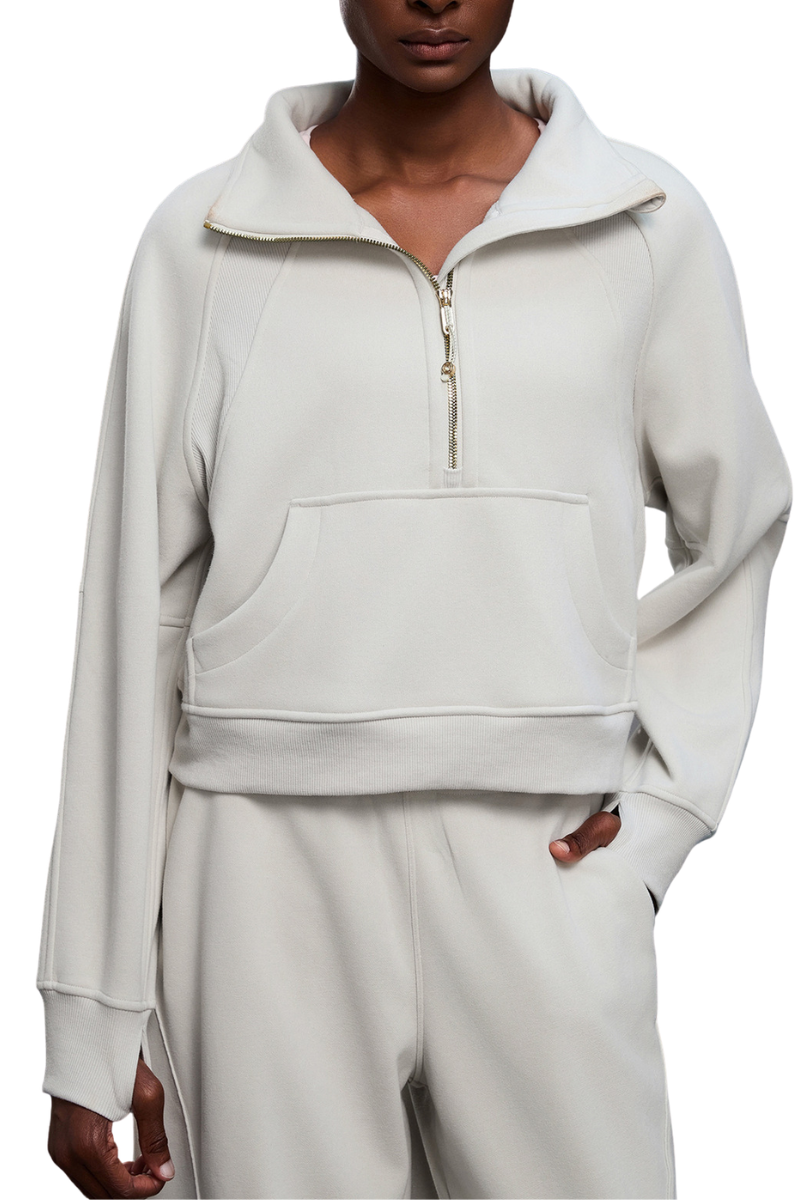 Women's Fall Half‑Zip Stand Collar Cropped Fleece Sweatshirt