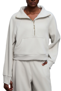 Women's Fall Half‑Zip Stand Collar Cropped Fleece Sweatshirt