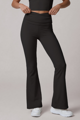 Women's Athletic High Rise Pleated Slim Fit Flared Pants