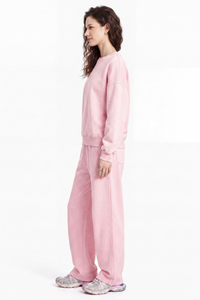 Women's Fall 100% Cotton Set:Solid Pullover And Sweatpants