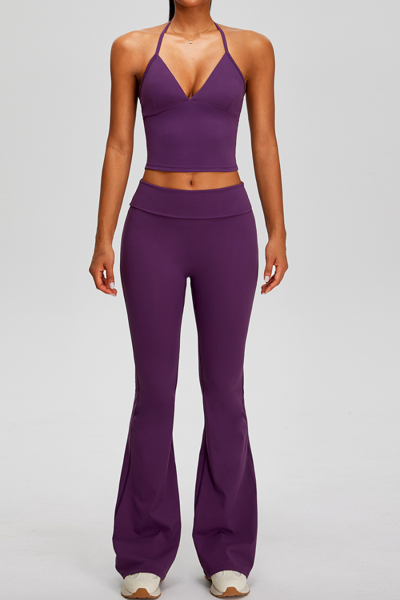 Women's Sets:Halter Tank Top And Pleated Flare Pants