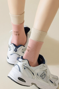 Women's Ribbed Cuff Color-Block Cuff Five-Toe Yoga Socks
