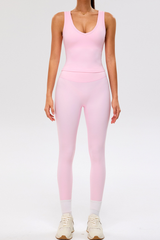 Women's Sport Sets:Wide Shoulder Straps Tank Top & Leggings