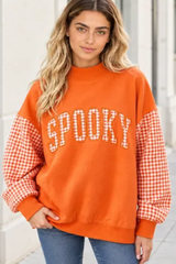 Women's Fall Christmas Letter Embroidery Mockneck Sweatshirt