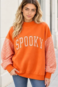 Women's Fall Christmas Letter Embroidery Mockneck Sweatshirt