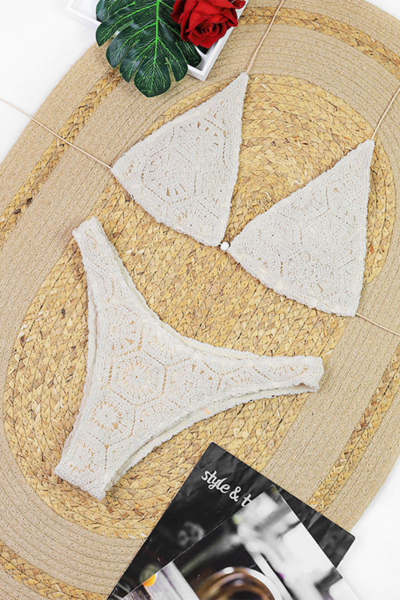 Women's Sexy Crochet Lace Hollow Out Bikini - 3 Piece Set