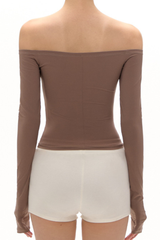 Women's Off-Shoulder or Asymmetrical Dual Wear Long-Sleeve Top