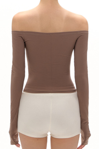 Women's Off-Shoulder or Asymmetrical Dual Wear Long-Sleeve Top
