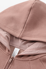 Short sports jacket with women's zipper and velvet yoga suit, casual hooded top