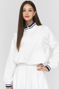 Women's Fall Color Block Tennis Sport Quarter Zip Sweatshirt