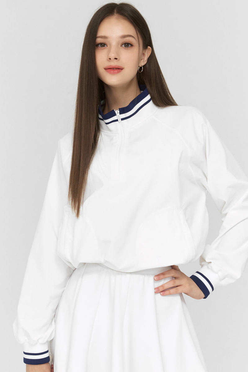 Women's Fall Color Block Tennis Sport Quarter Zip Sweatshirt