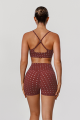 Women's Polka Dot Silver Print Bra & Pleated Shorts Sets