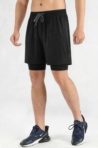 Men's 2-in-1 Athletic Breathable  Shorts with Inner Liner