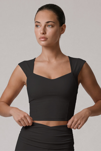 Women's Square Neck Padded Sports Cropped Top