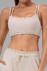 Women's Athletic Fake 2 Piece Polka Dot Yoga  Bra