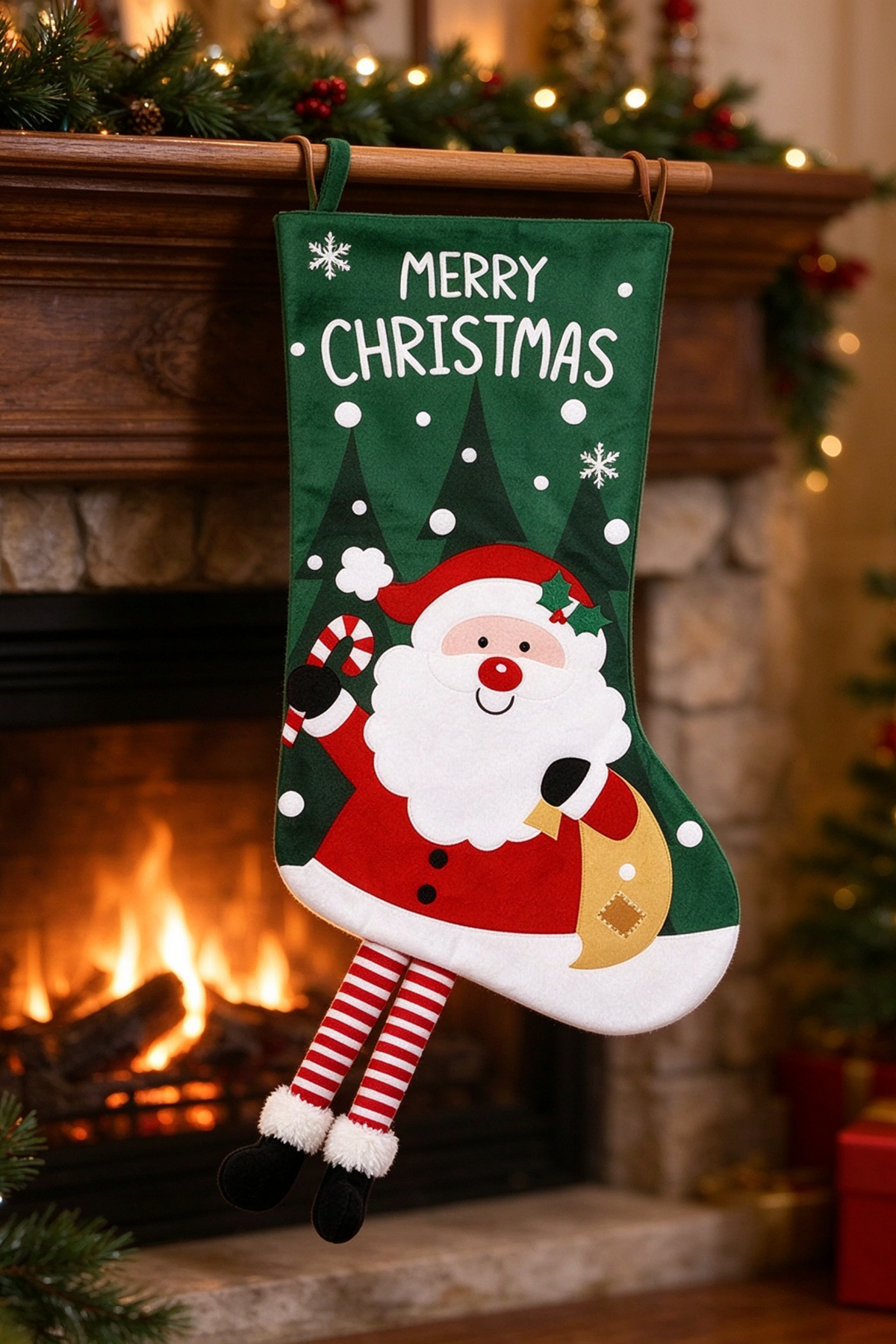 Xmas Gift Bag Cute 3D Leg Design Christmas Decorations