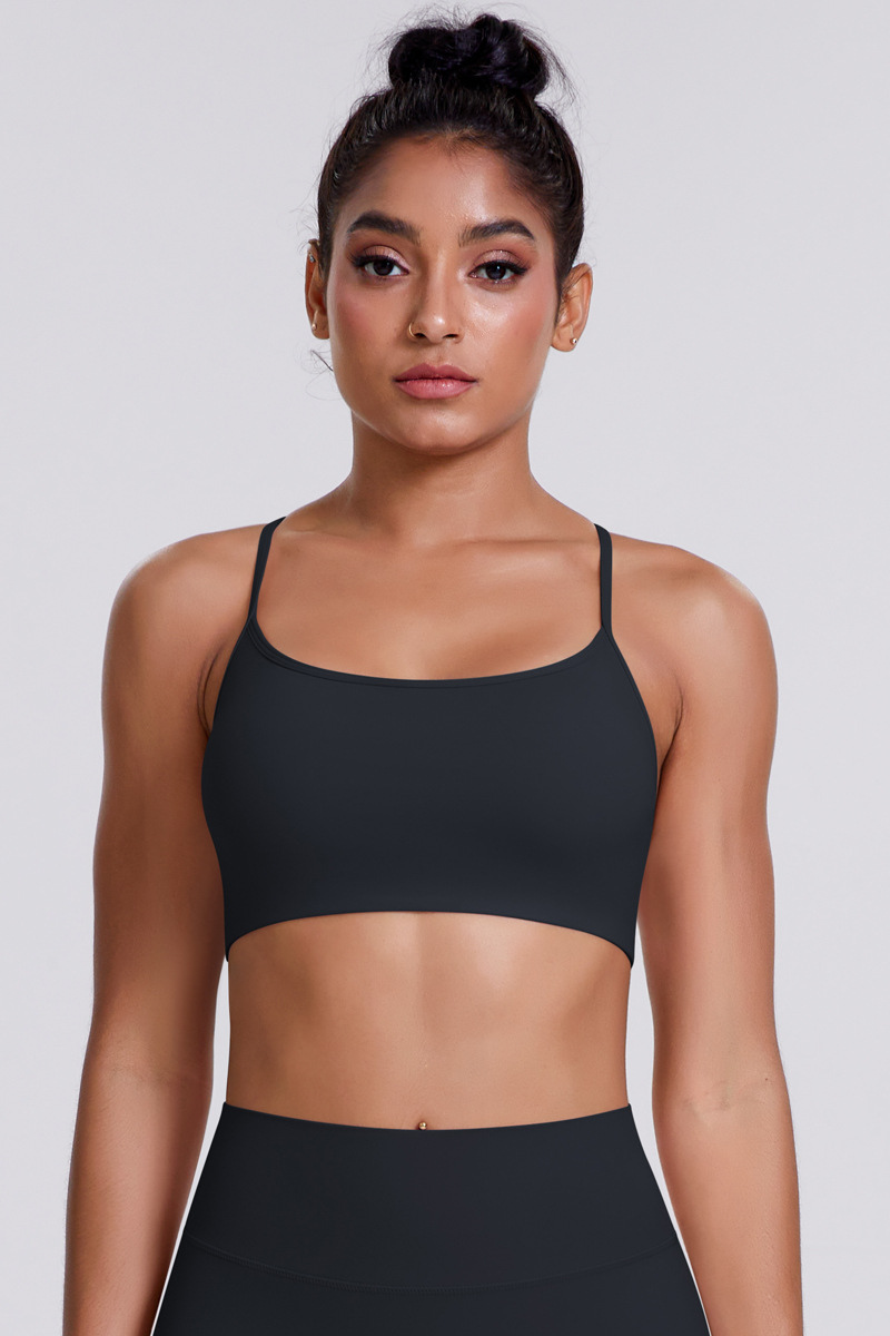 Women's Crisscross Back Spaghetti Straps Quick Dry Sports Bra