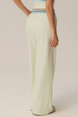 Women's Contrast Color Striped Waistband Draped Casual Pants