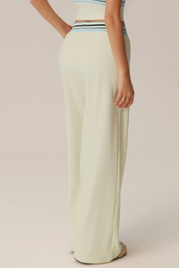 Women's Contrast Color Striped Waistband Draped Casual Pants