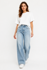 Women's Fall High Waist Loose Fit Wide Leg Jeans