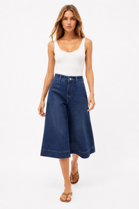 Women's High Waist Wash Wide Leg Cropped Jeans