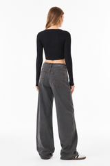 Women’s Washed Baggy Wide Leg Jeans