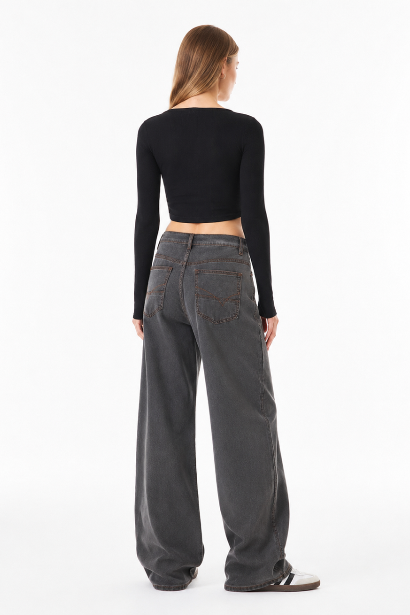 Women’s Washed Baggy Wide Leg Jeans