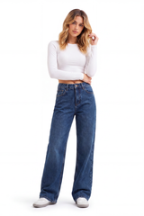 Women's High Waist Straight Leg Jeans