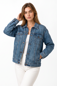 Women's 100% Cotton Classic Blue Denim Jacket