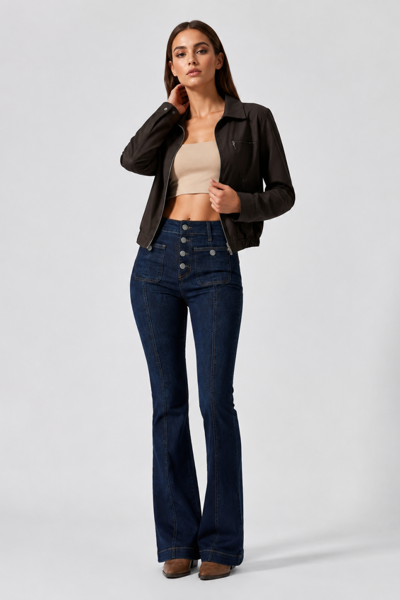 Women's High Waist Slim Flare Jeans