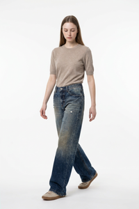 Women's Vintage Ripped High Waist Straight Leg Jeans