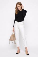 Women's High Waist Slim Fit Cropped Straight-Leg Jeans